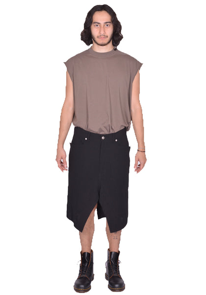 RICK OWENS MEN SLIVERED SKIRT BLACK SS25 | DOSHABURI Online Shop