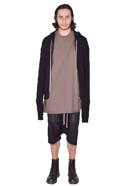 RICK OWENS MEN ZIPPED HOODIE BLACK SS25 | DOSHABURI Online Shop