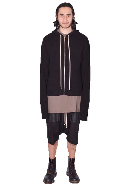 RICK OWENS MEN ZIPPED HOODIE BLACK SS25 | DOSHABURI Online Shop