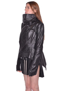 RICK OWENS NASKA BIKER LEATHER JACKET BLACK SS25 | DOSHABURI Shop