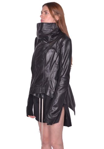 RICK OWENS NASKA BIKER LEATHER JACKET BLACK SS25 | DOSHABURI Shop