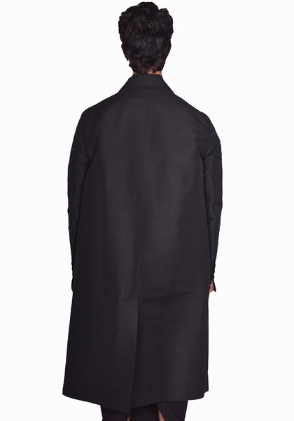 RICK OWENS MEN OFFICER COAT BLACK SS25 | DOSHABURI Online Shop