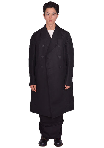 RICK OWENS MEN OFFICER COAT BLACK SS25 | DOSHABURI Online Shop