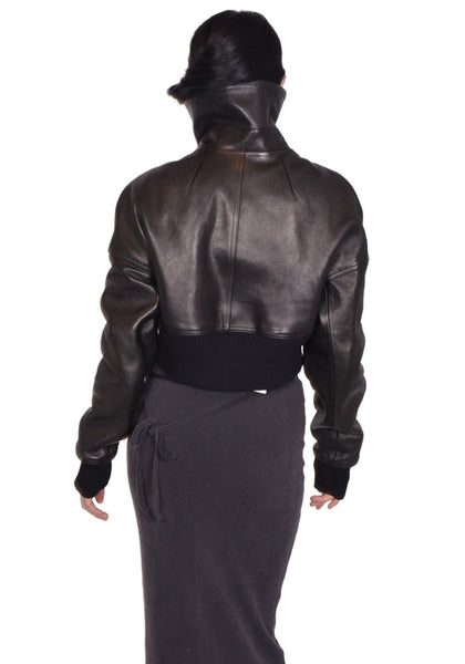 RICK OWENS PADDED BOMBER LEATHER JACKET BLACK FW25 | DOSHABURI Shop