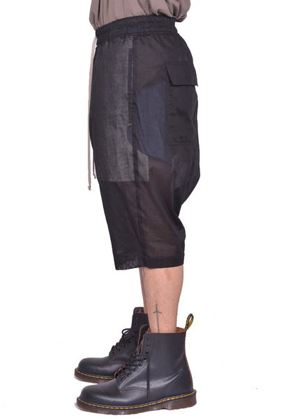 RICK OWENS MEN RICK'S PODS SHORTS BLACK SS25 | DOSHABURI Onlin Shop