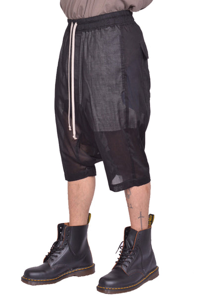 RICK OWENS MEN RICK'S PODS SHORTS BLACK SS25 | DOSHABURI Onlin Shop
