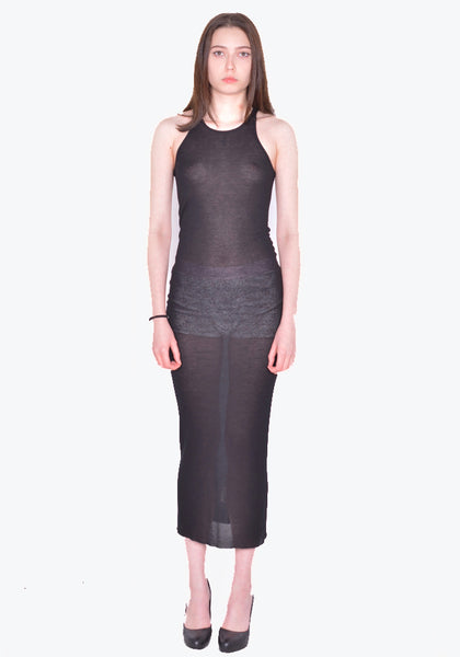 RICK OWENS WOMEN RP01F6549 RC TANK DRESS BLACK SS26 | DOSHABURI Online Shop