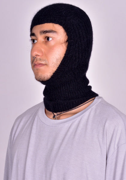 RICK OWENS MEN KNIT SKI MASK SKULL BLACK FW24 | DOSHABURI Online Shop