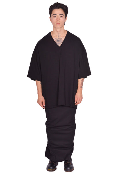 RICK OWENS V-NECK TOMMY T-SHIRT BLACK SS25 | DOSHABURI Online Shop