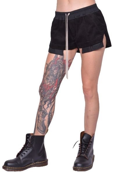 RICK OWENS WOMEN FOG BOXER SHORTS BLACK FW25 | DOSHABURI Online Shop