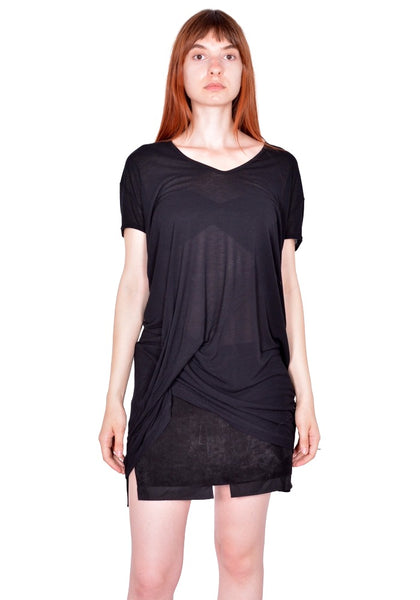 RICK OWENS WOMEN HIKED T-SHIRT BLACK FW26 | DOSHABURI Online Shop