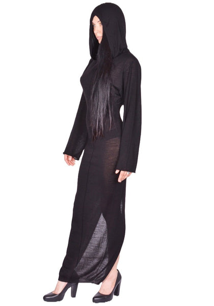 RICK OWENS WOMEN HOODED DRESS BLACK FW25 | DOSHABURI Online Shop