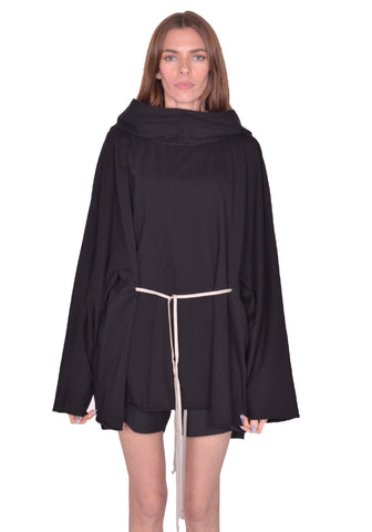 RICK OWENS WOMEN HOODED TUNIC BLACK SS25 | DOSHABURI Omline Shop