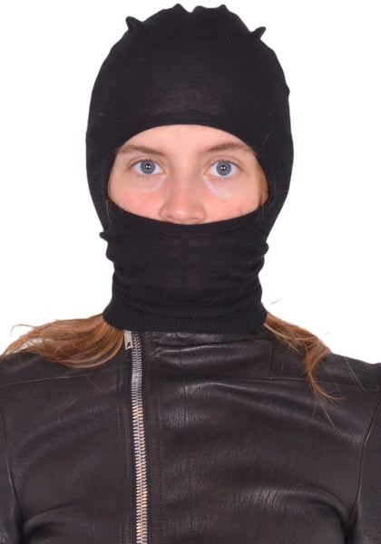 RICK OWENS WOMEN SKULL BALACLAVA CASHMERE BLACK FW25 | DOSHABURI Shop