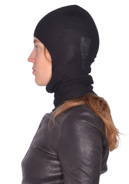 RICK OWENS WOMEN SKULL BALACLAVA CASHMERE BLACK FW25 | DOSHABURI Shop