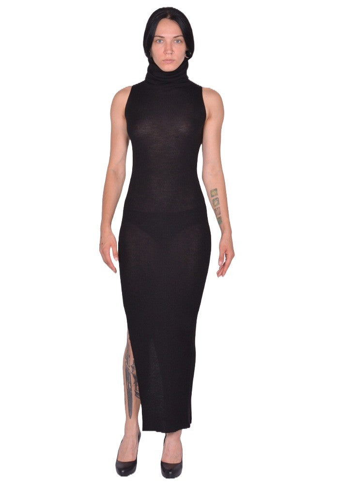 RICK OWENS WOMEN TUBE DRESS BLACK NEW WOOL FW25 | DOSHABURI Shop