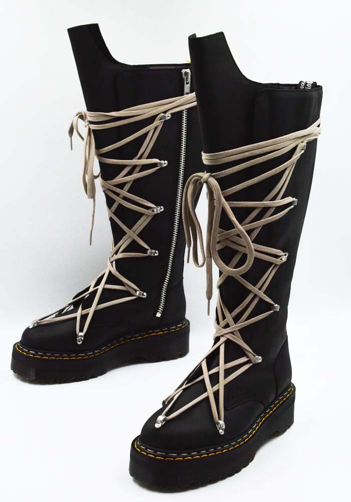 RICK OWENS x DR. MARTENS 1B60 QUAD SOLE PENTALACE BOOTS BLACK FW25