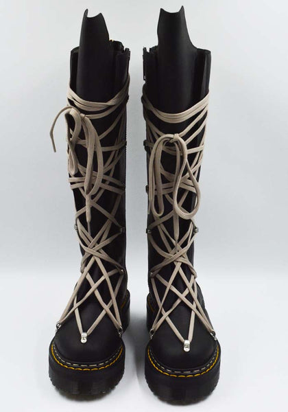 RICK OWENS x DR. MARTENS 1B60 QUAD SOLE PENTALACE BOOTS BLACK FW25