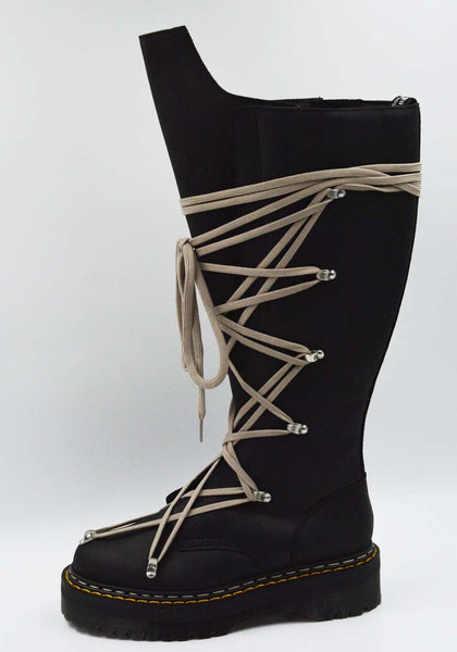 RICK OWENS x DR. MARTENS 1B60 QUAD SOLE PENTALACE BOOTS BLACK FW25