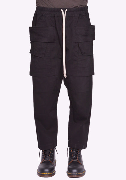 RICK OWENS DRKSHDW CREATCH CARGO CROPPED PANTS BLACK FW24 | DOSHABURI Online Shop