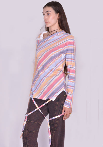 KIKO KOSTADINOV HENLEY T-SHIRT MULTI STRIPE FW24 | DOSHABURI Online Shop