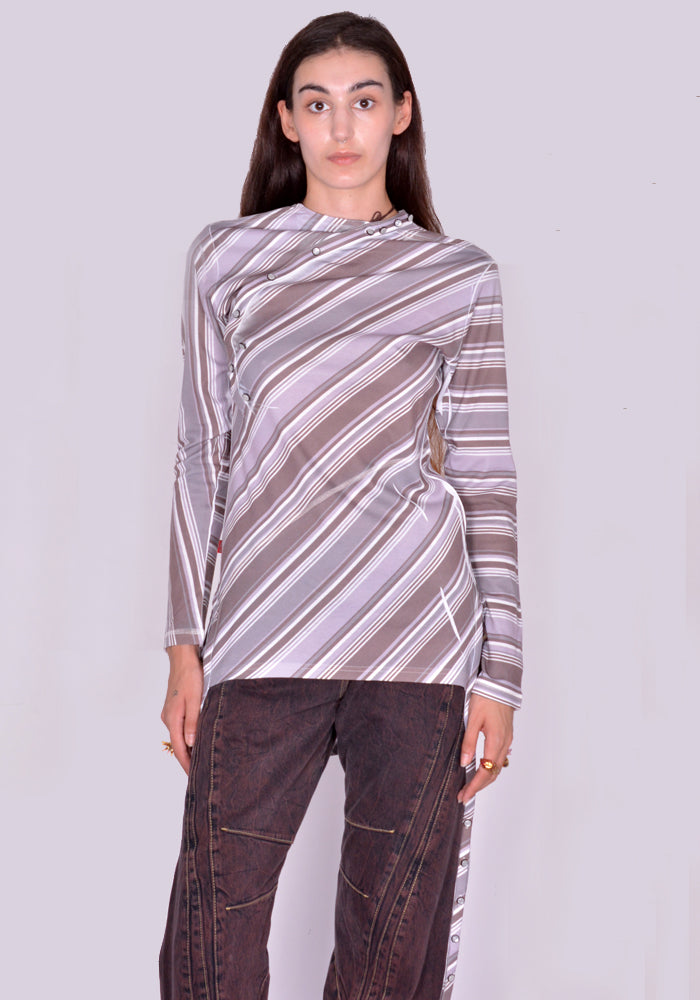 KIKO KOSTADINOV PANDORA HENLEY T-SHIRT MONO STRIPE FW24 | DOSHABURI Shop