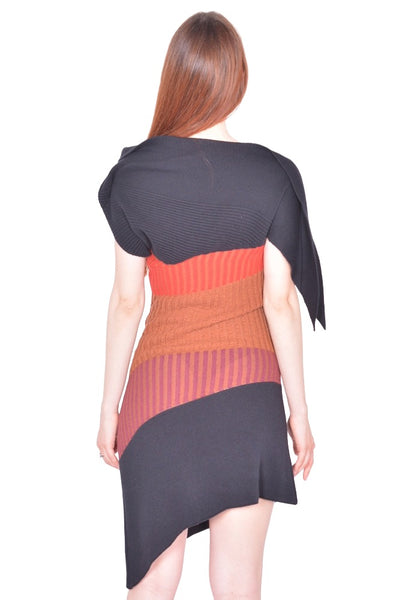KIKO KOSTADINOV WOMEN KKWSS26KN01-142 KNITTED DRESS BLACK, BROWN & WINE (New Season SS26)
