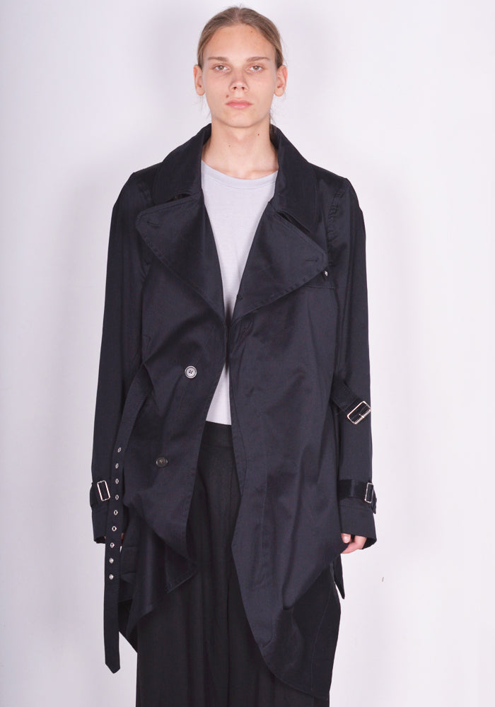 マリナイー通販｜MARINA YEE UNISEX FOLD TRENCH COAT NAVY FW23｜DOSHABURI Online