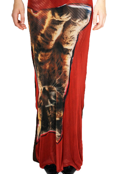 OTTOLINGER 102701 CAT PRINT MESH DRESS RED FW23 | DOSHABURI Online Shop