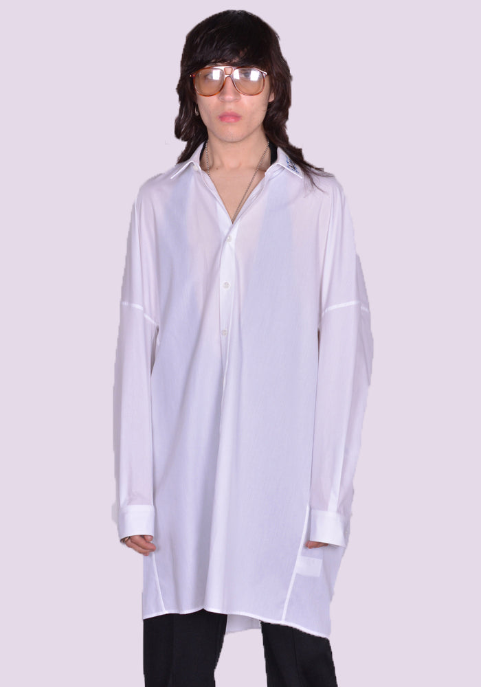 RANDOM IDENTITIES SH-02-22 LONG SLEEVE SHIRT/DRESS WHITE SS23 | DOSHABURI Online Shop