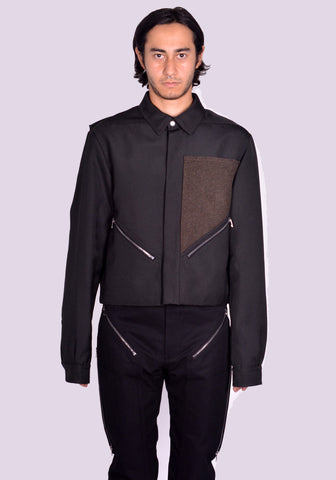 RICK OWENS MEN RR02D6743 090409 TOUR ALICE JACKET BLACK/BROWN