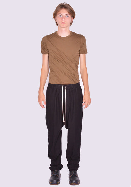 RICK OWENS MEN RU02D6380 FL DRAWSTRING PANTS BLACK FW24 | DOSHABURI Online Shop