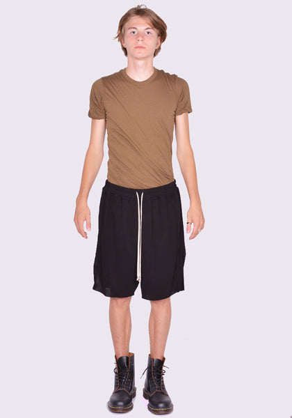 RICK OWENS MEN RR01D3329 HBZ 09 LIDO TRACK SHORTS BLACK SS24 | DOSHABURI Online Shop