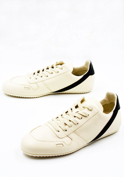 RICK OWENS MEN RU02E1889 LCO MINIMAL SNEAKERS MILK/BLACK/MILK (New Season FW25)