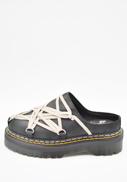 RICK OWENS  DR. MARTENS QUAD SOLE MEGALACE MULE BLACK FW26 | DOSHABURI