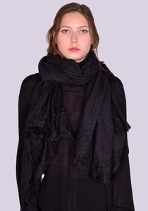 RICK OWENS RP02D3460 FOLLO SCARF BLACK FW24 | DOSHABURI Online Shop