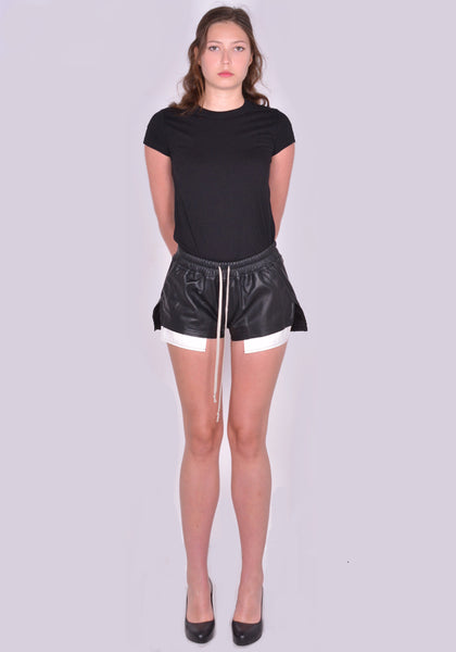 RICK OWENS FOG LEATHER BOXER SHORTS BLACK FW24 | DOSHABURI Online Shop