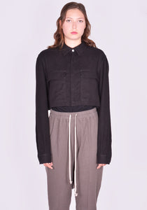 RICK OWENS WOMEN RP02D3245 FL CROPPED OUTERSHIRT BLACK FW24 | DOSHABURI Online Shop