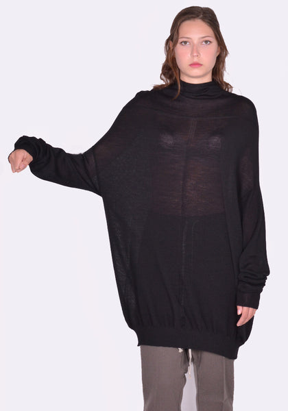 RICK OWENS WOMEN RP02D3615 ML OVERSIZED CRATER KNIT SWEATER BLACK FW24 | DOSHABURI Online Shop