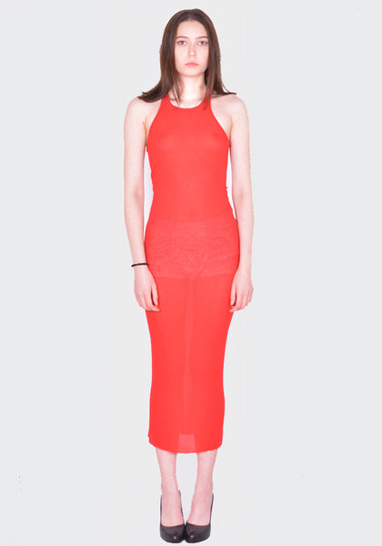 RICK OWENS  TANK DRESS CARDINAL RED SS24 | DOSHABURI Online Shop