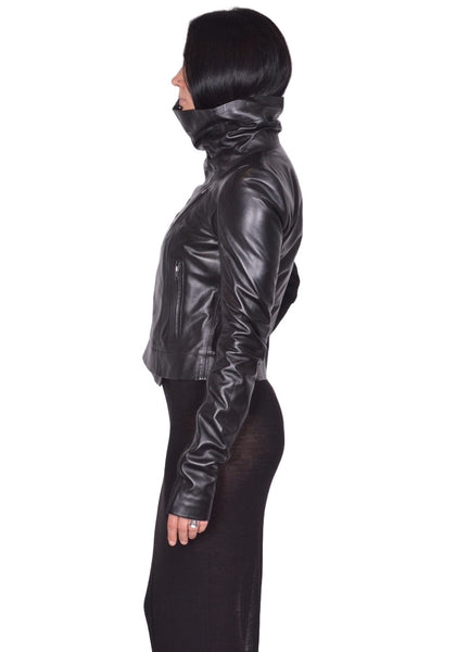 RICK OWENS WOMEN CLASSIC LEATHER JACKET BLACK FW25 | DOSHABURI Shop