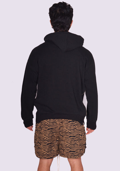 YUIKI SHIMOJI HORSE SIDE ZIP SWEAT HOODIE BLACK (New Season)