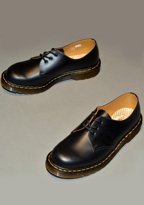 DR. MARTENS VINTAGE 1461 LEATHER SHOES BLACK QUILON MADE IN ENGLAND