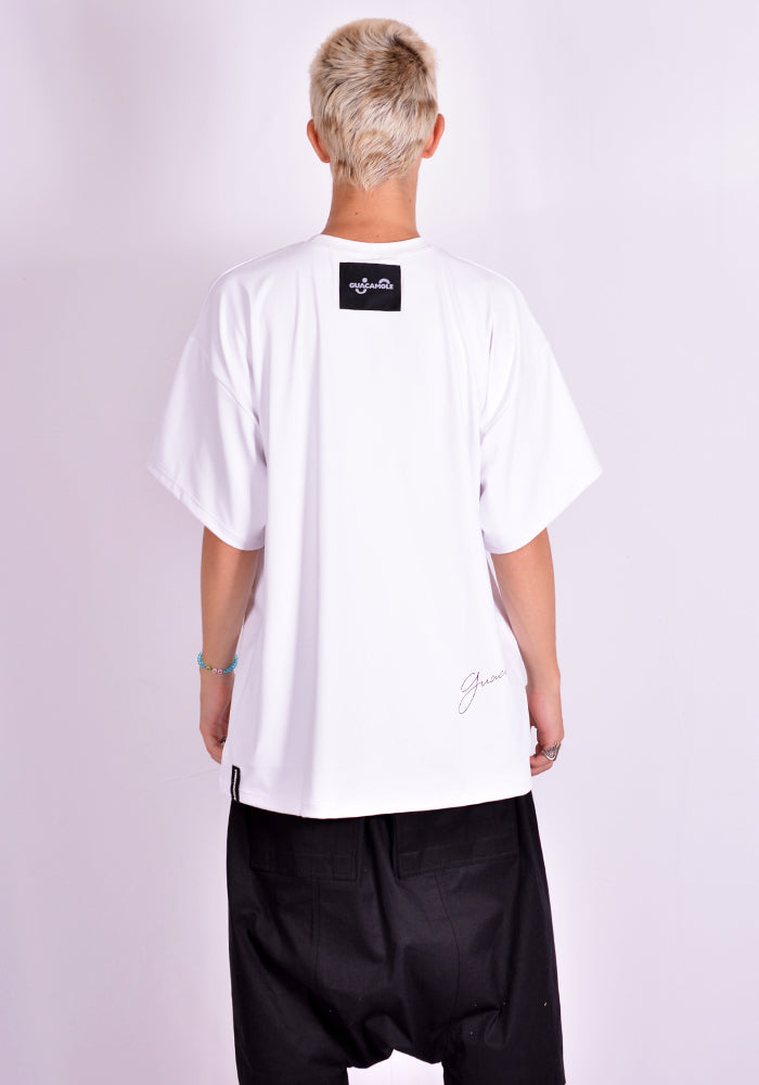 GUACAMOLE RASH GUARD/HALF OVERSIZE T-SHIRT WHITE | DOSHABURI Online Shop