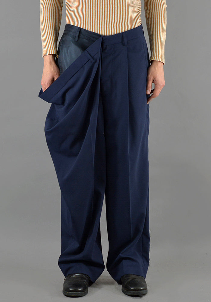 HED MAYNER HMP501-NVY OVER SIZE TROUSERS NAVY
