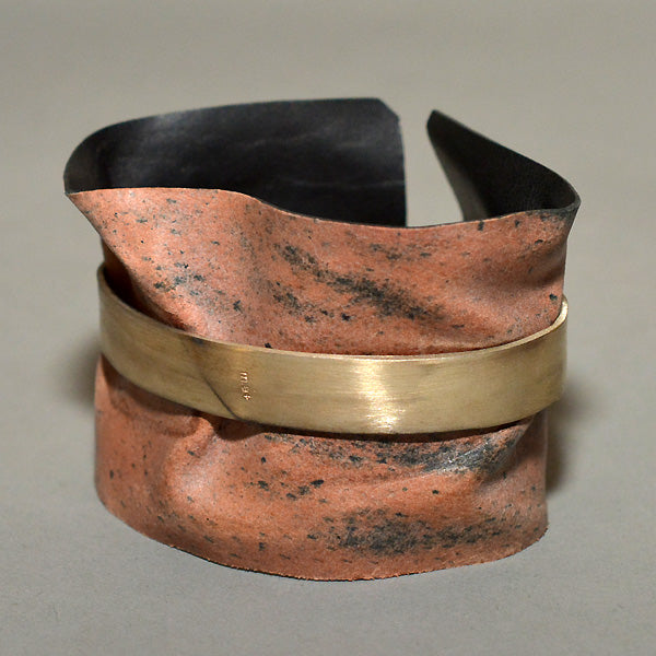 m.a+ by Maurizio Amadei SILVER BAND WIDE CUFF WITH REVERSED BLACK LEATHER - DOSHABURI Shop