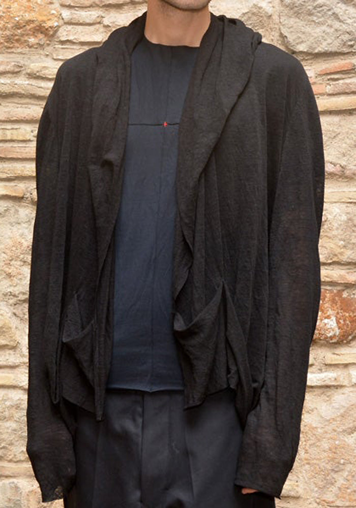 m.a+ by Maurizio Amadei 通販 HOODED OPEN FRONT CARDIGAN BLACK