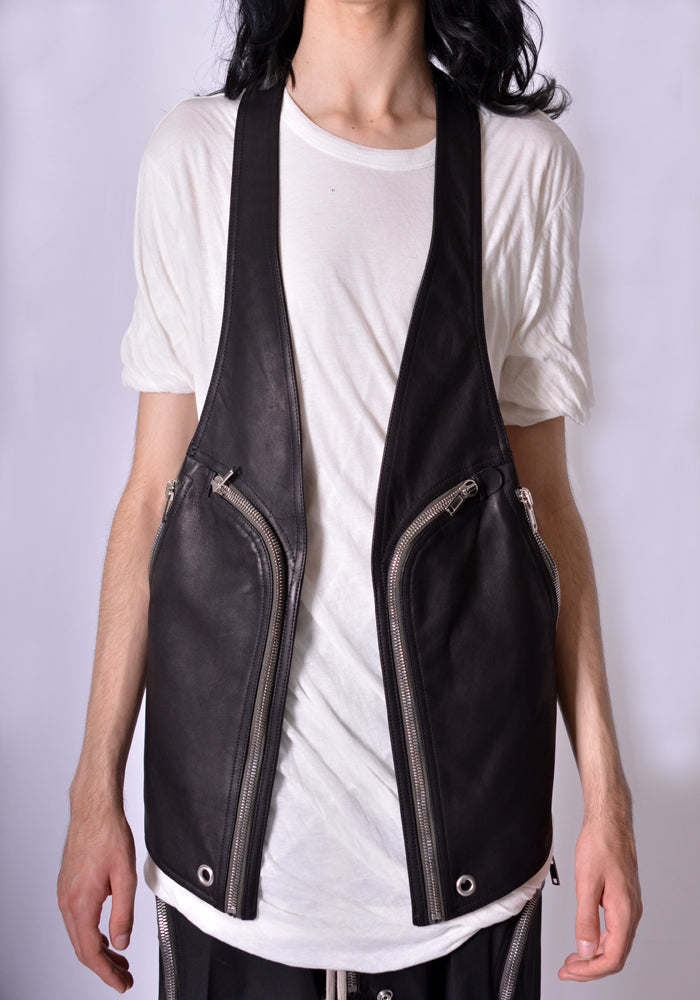 RICK OWENS リックオウエンス通販 レザーベスト BAUHAUS LEATHER VEST | DOSHABURI SHOP –  DOSHABURI | 50%OFF サマーセール SS24 | 日本国内配送(関税なし) キャンペーン