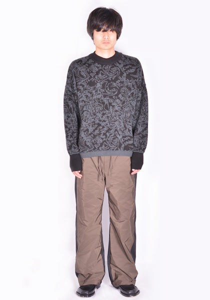 SERAPIS JACQUARD KNIT SWEATER GREY/BLACK SWIRL FW21 | DOSHABURI Online Shop